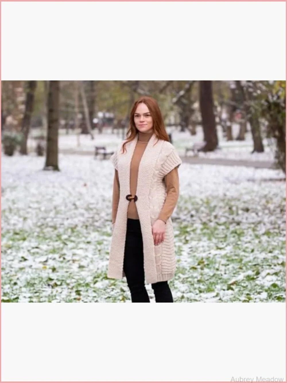 Sleeveless Shawl Collar Buttoned Cardigan Cable Knit Wool